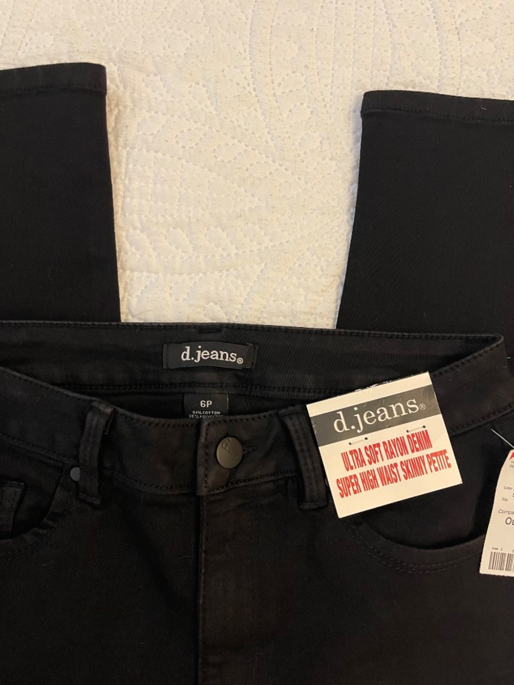 d. jeans High-Rise Skinny Black Denim Jeans size 6P NWT - Picture 7 of 11